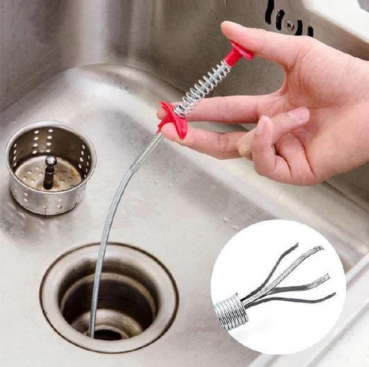 Flexible Drain Cleaning Claw Tool – Spring Pipe & Sink Hair Remover